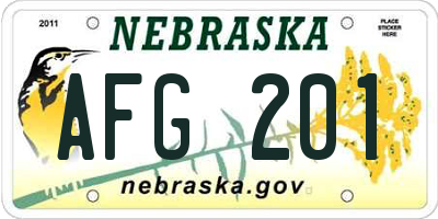 NE license plate AFG201