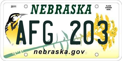 NE license plate AFG203