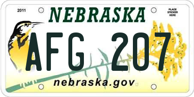 NE license plate AFG207