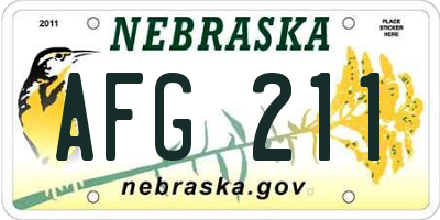 NE license plate AFG211