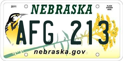 NE license plate AFG213
