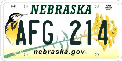 NE license plate AFG214