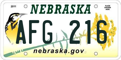 NE license plate AFG216