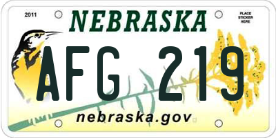NE license plate AFG219