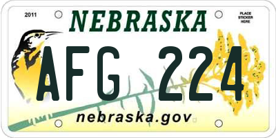 NE license plate AFG224