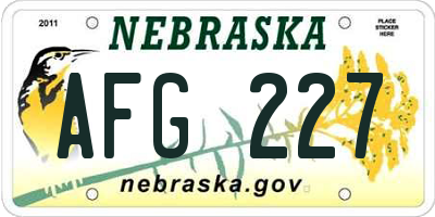 NE license plate AFG227