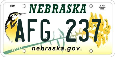 NE license plate AFG237