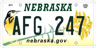 NE license plate AFG247