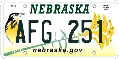 NE license plate AFG251