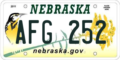 NE license plate AFG252