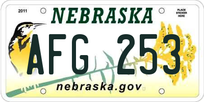 NE license plate AFG253