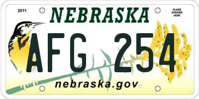 NE license plate AFG254
