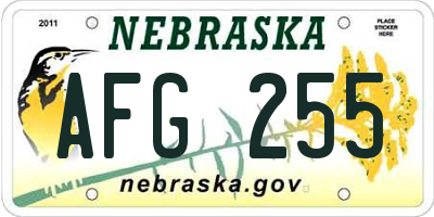 NE license plate AFG255