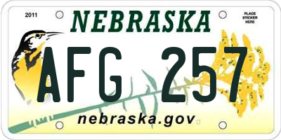 NE license plate AFG257