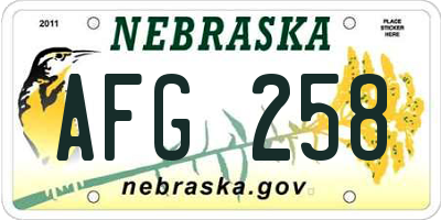 NE license plate AFG258