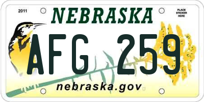 NE license plate AFG259