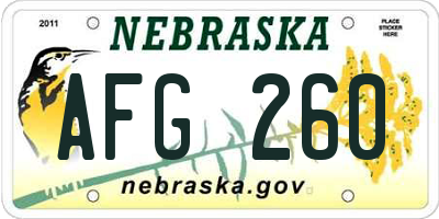 NE license plate AFG260