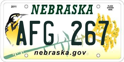 NE license plate AFG267