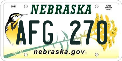 NE license plate AFG270