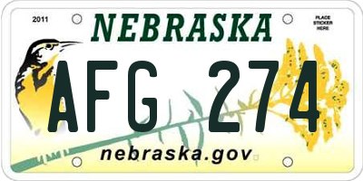 NE license plate AFG274