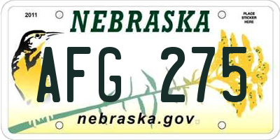 NE license plate AFG275