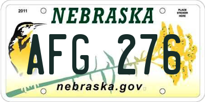 NE license plate AFG276