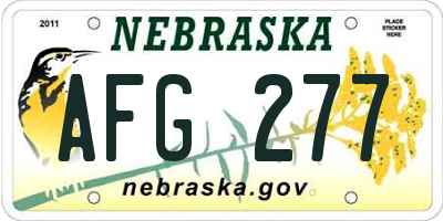 NE license plate AFG277
