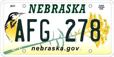 NE license plate AFG278