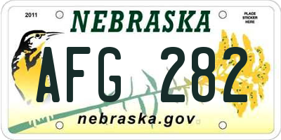 NE license plate AFG282
