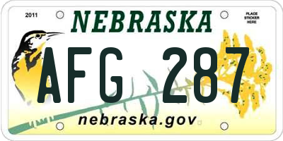 NE license plate AFG287