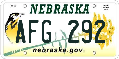 NE license plate AFG292
