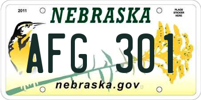 NE license plate AFG301