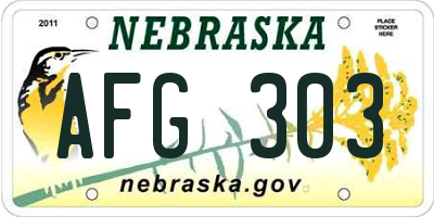NE license plate AFG303