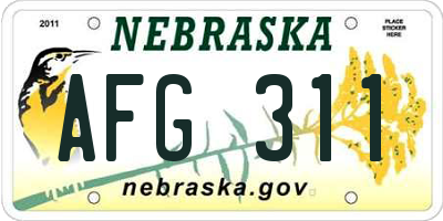 NE license plate AFG311