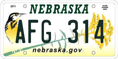 NE license plate AFG314