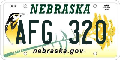 NE license plate AFG320