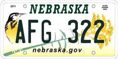 NE license plate AFG322