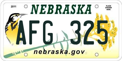 NE license plate AFG325