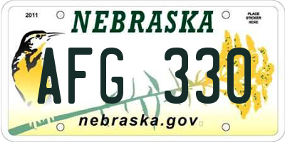 NE license plate AFG330