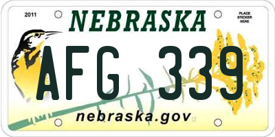 NE license plate AFG339
