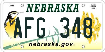 NE license plate AFG348