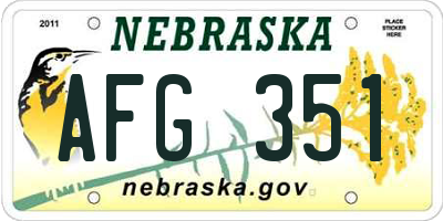 NE license plate AFG351