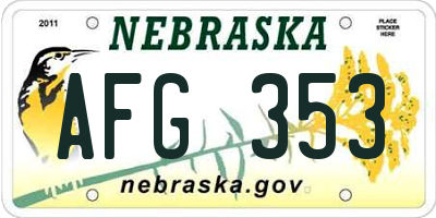 NE license plate AFG353