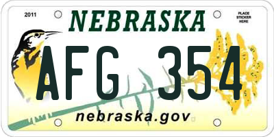 NE license plate AFG354