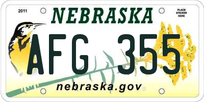 NE license plate AFG355