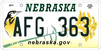 NE license plate AFG363