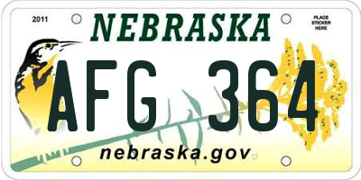 NE license plate AFG364