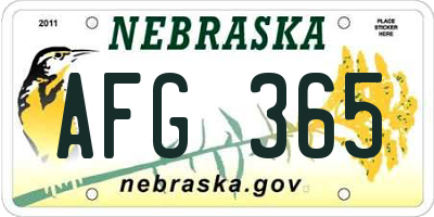NE license plate AFG365