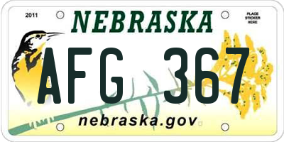 NE license plate AFG367