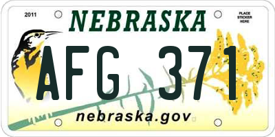NE license plate AFG371